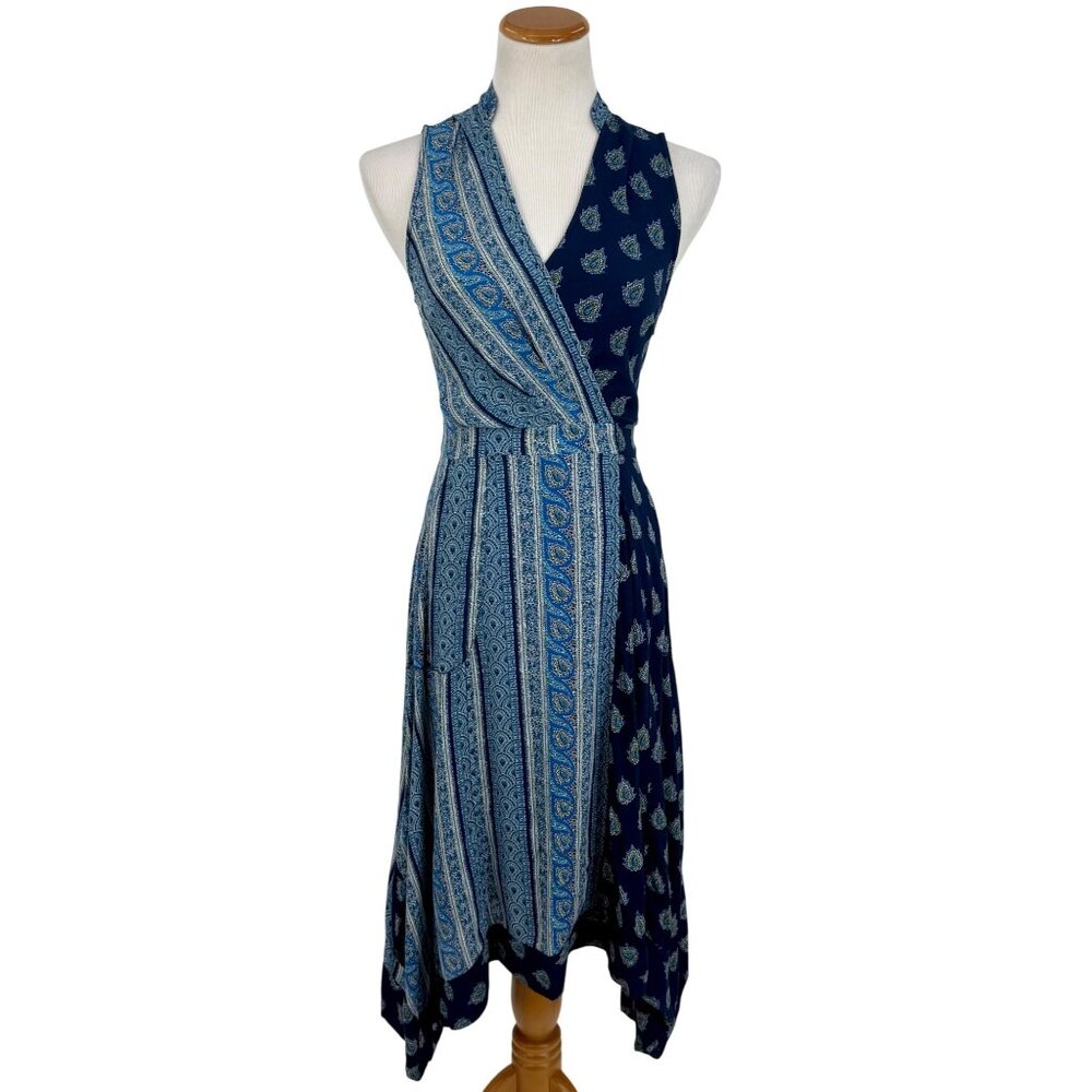 Anthropologie Maeve Paisley Asymmetrical Midi Dress 0 | Boho Eclectic Maximalist - Picture 3 of 16